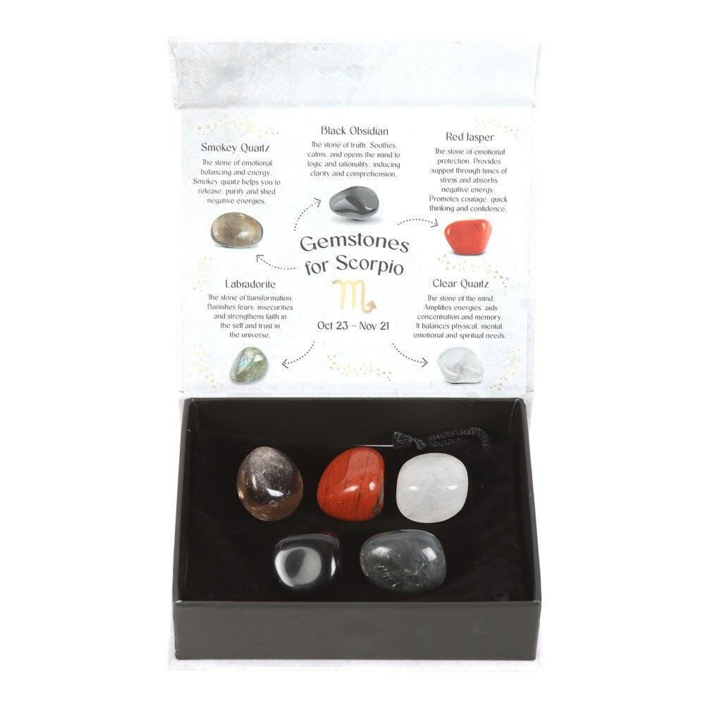 Scorpio Crystal Tumblestone Set -skorpionin luonnonkivi lahjapakkaus