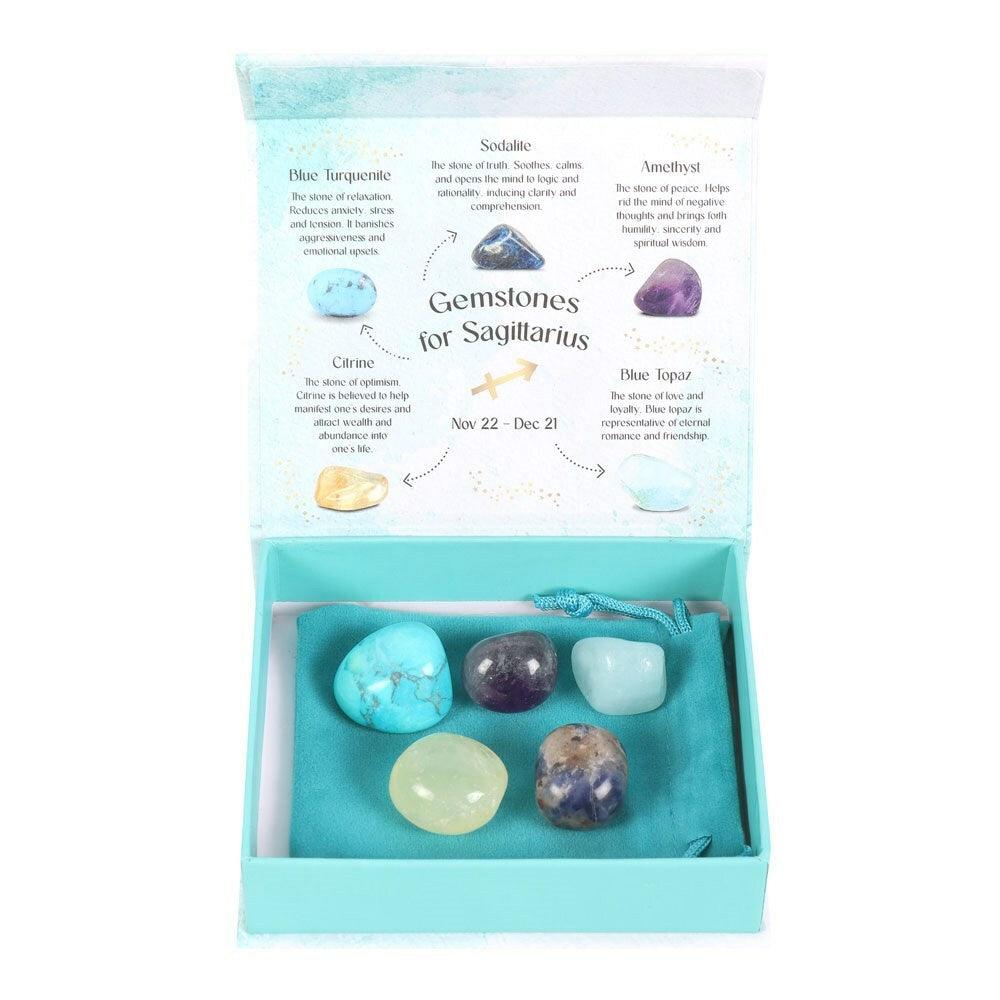 Sagittarius Crystal Tumblestone Set -jousimiehen kivi lahjapakkaus