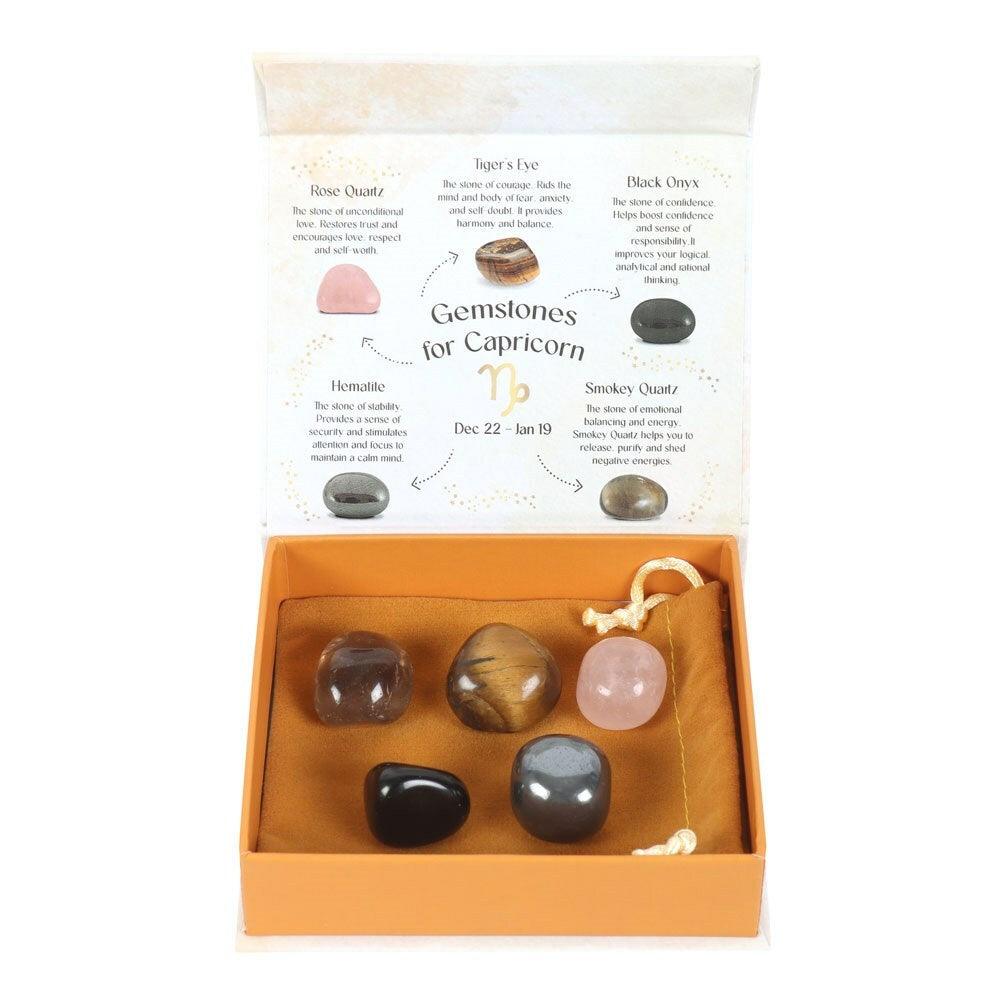 Capricorn Crystal Tumblestone Set -kauriin luonnonkivi lahjapakkaus
