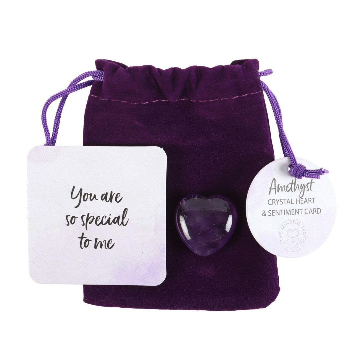 You Are So Special To me -ametisti sydän onnenkivi lahjapussissa