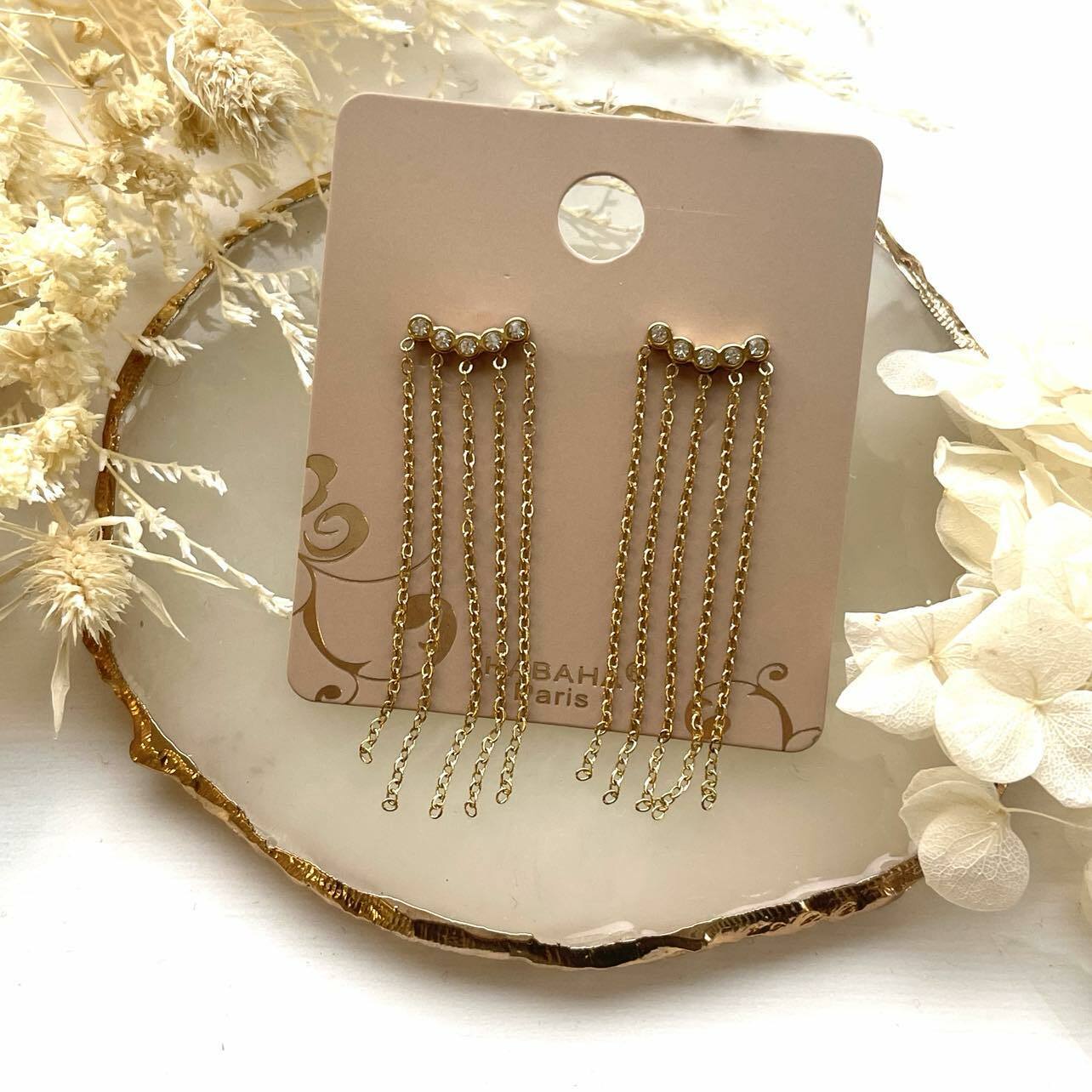 HABAHA Paris|Valere -ketjukoristeiset kirurginteräksiset korvakorut