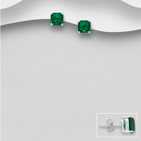 PREMIUM COLLECTION|Vanessa silver buttons with green crystals