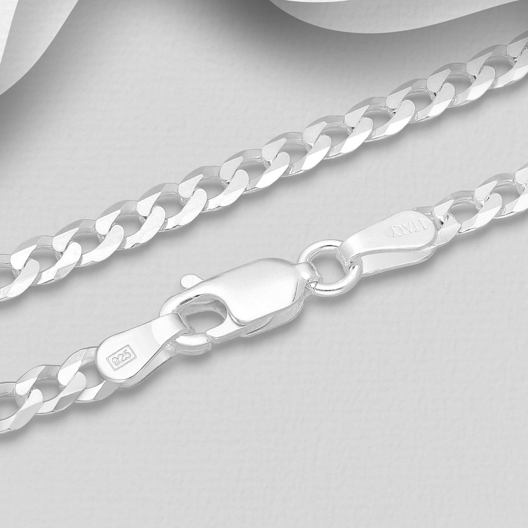 Hopeinen riipusketju, 3mm Rhodium Curb Chain 55cm -panssariketju