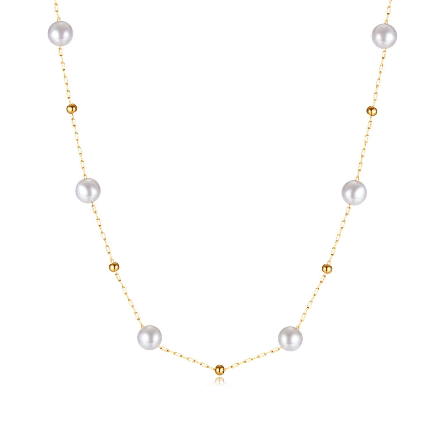 FRENCH RIVIERA|Lacey surgical steel necklace with pearl