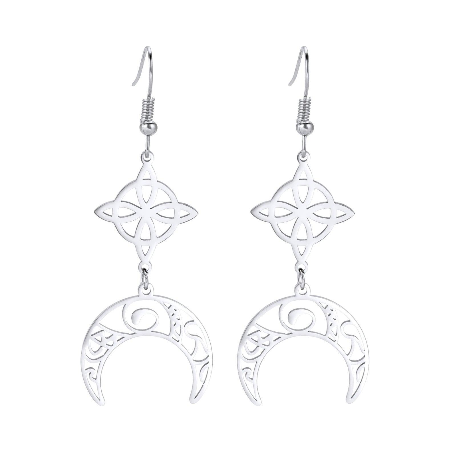 Kirurginteräskorvakorut, Bohemian Moon -hopeanväriset bohokorvakorut