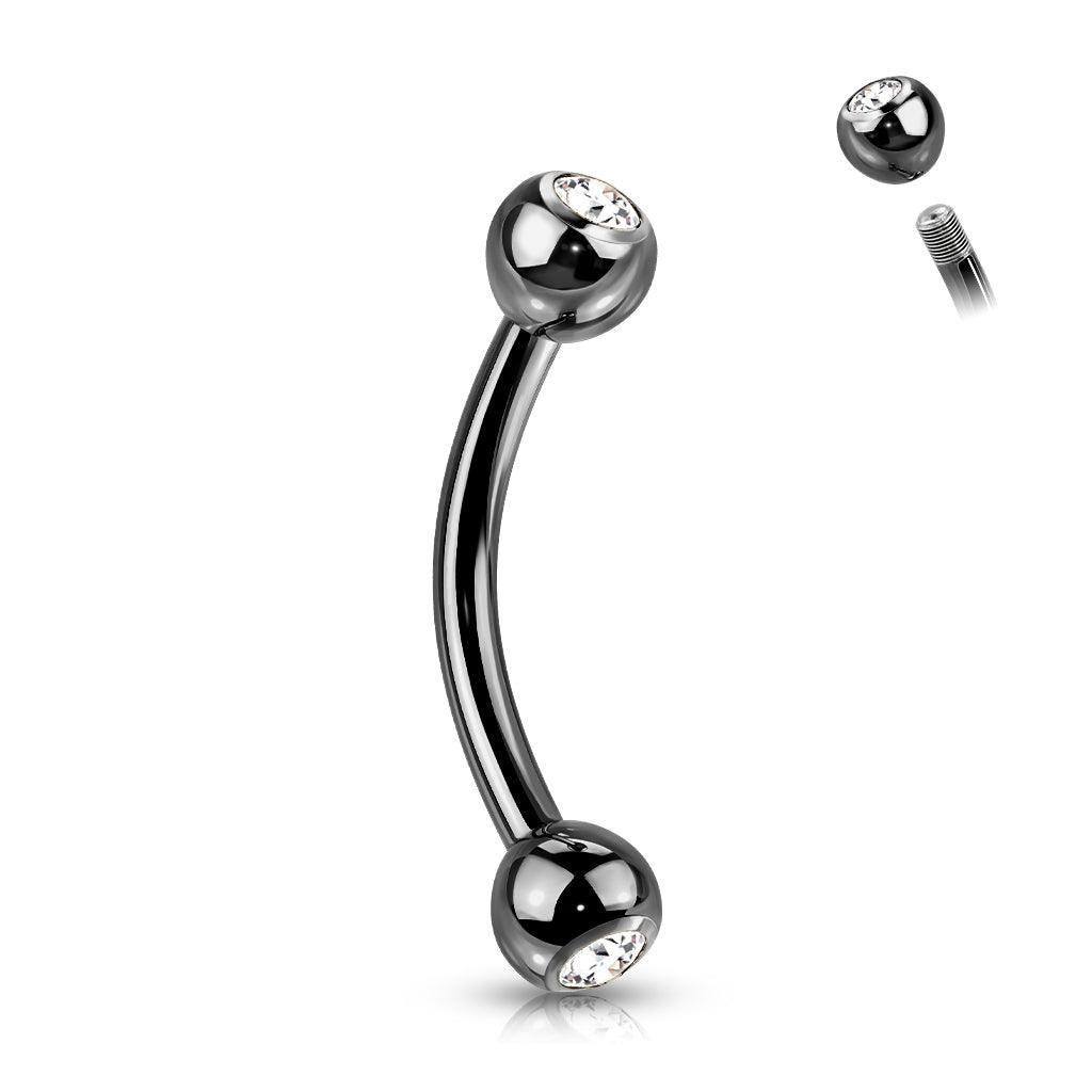 Bananabell/kaareva tappi 1,2mm -Titanium Curved Barbell in Black