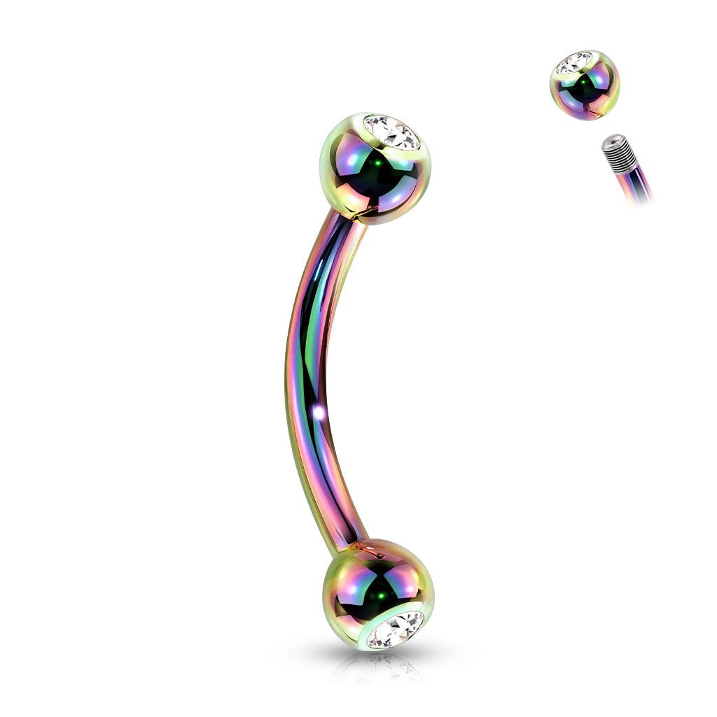 Bananabell/kaareva tappi 1,2mm -Titanium Curved Barbell in Multicolor