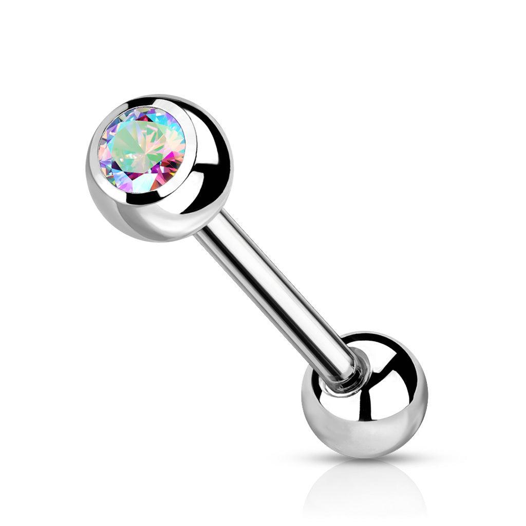 Barbell/kielikoru, Titanium Barbell With Aurora Borealis CZ