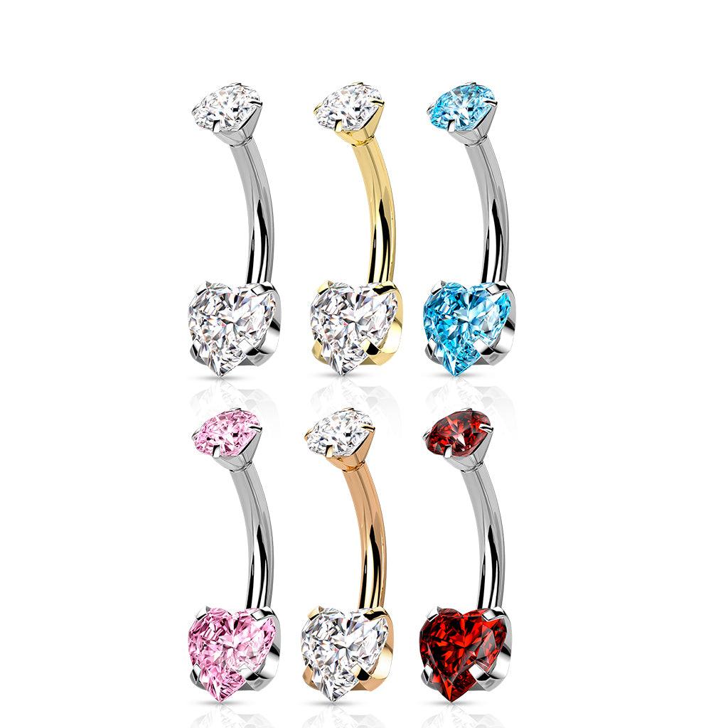 Napakoru, Titanium Prong Set Heart CZ in Pink -pinkki sydännapakoru