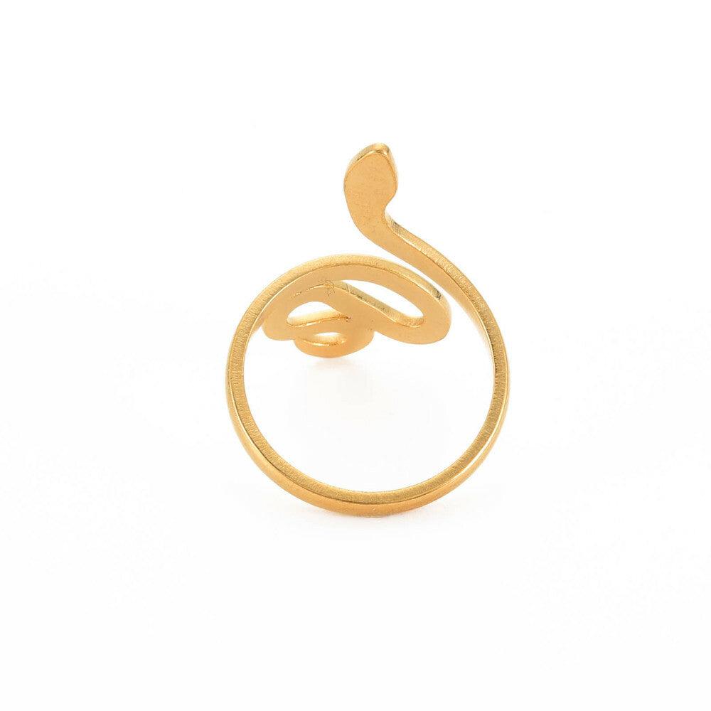 FRENCH RIVIERA|Smooth Gold Snake Ring -käärmesormus kirurginterästä