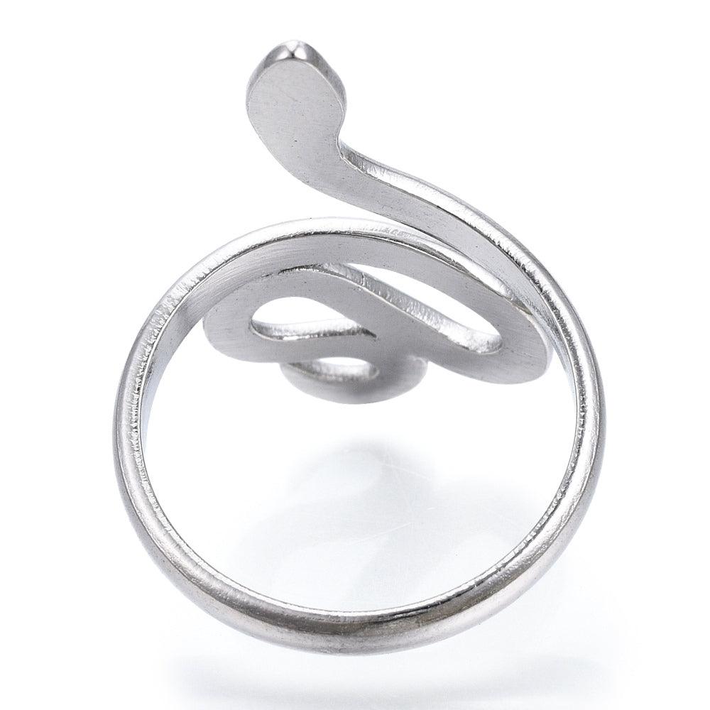FRENCH RIVIERA|Smooth Silver Snake Ring -käärmesormus kirurginterästä