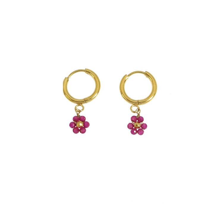 FRENCH RIVIERA|Mini Maya Earrings - fuchsia flower earrings