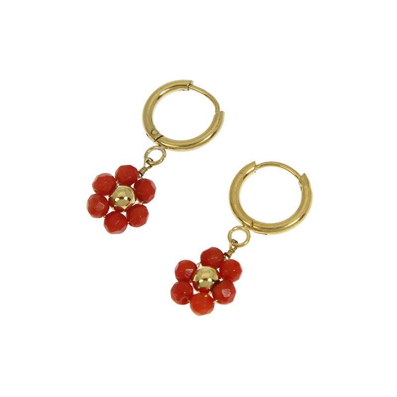 FRENCH RIVIERA|Maya Earrings -red flower earrings