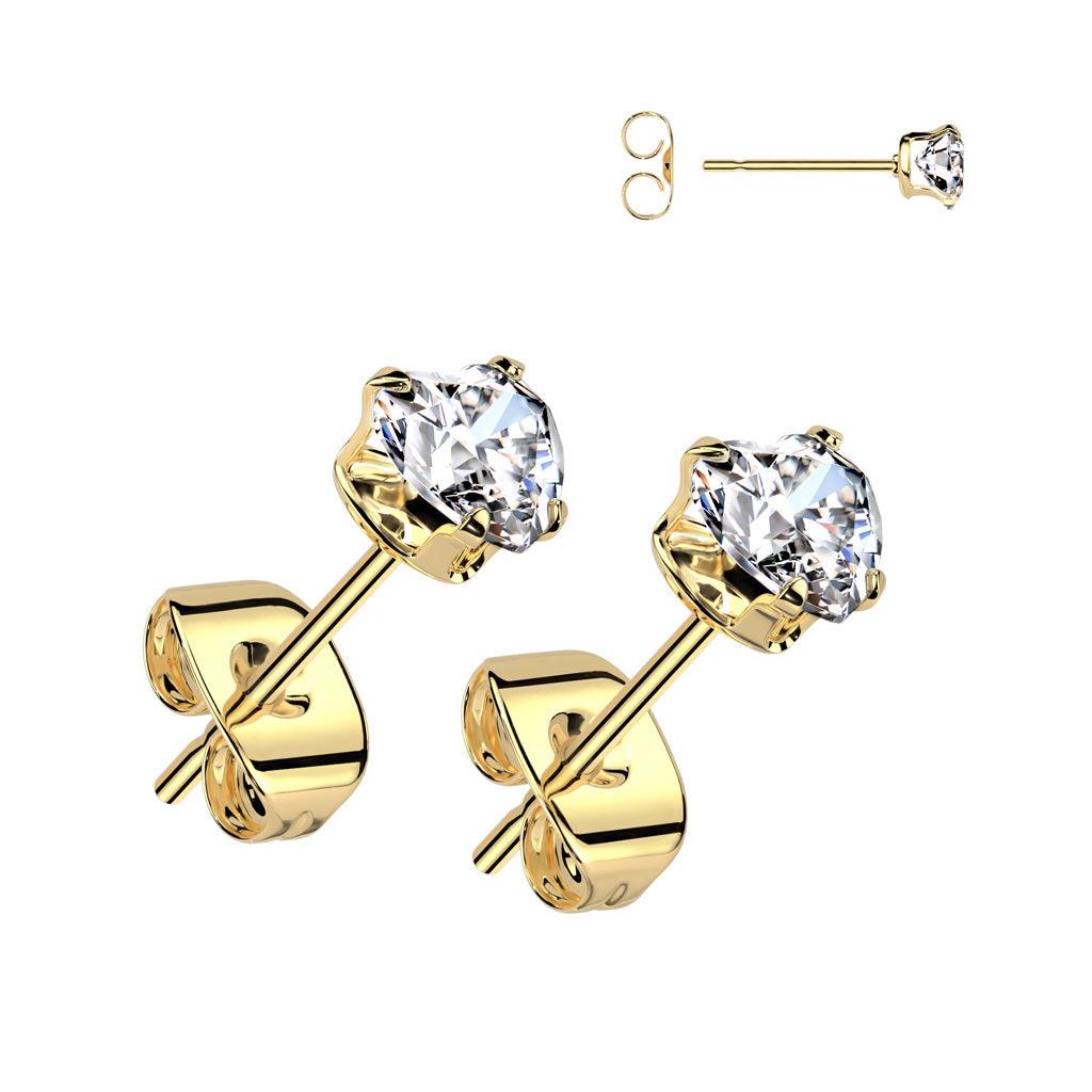 Surgical steel studs, Heart Earrings -gold heart studs (three sizes)