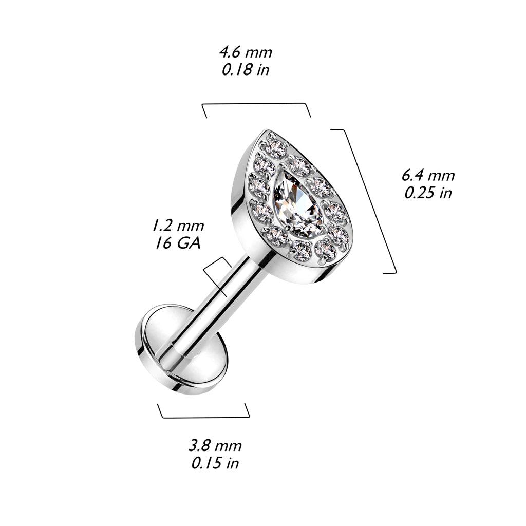 Titaani rustokoru/traguskoru, Teardrop Top -kimaltava labret (kulta)