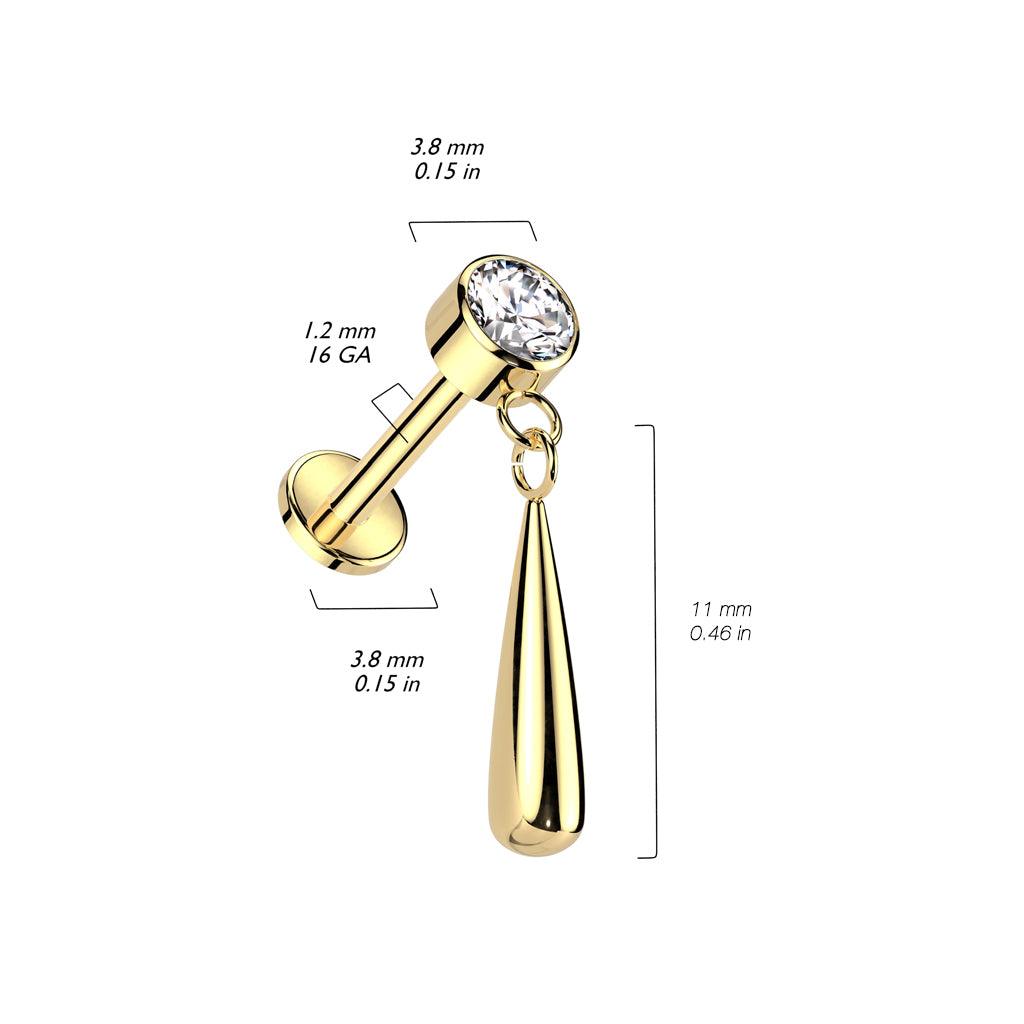 Titaani rustokoru/traguskoru, Teardrop Dangle in Gold