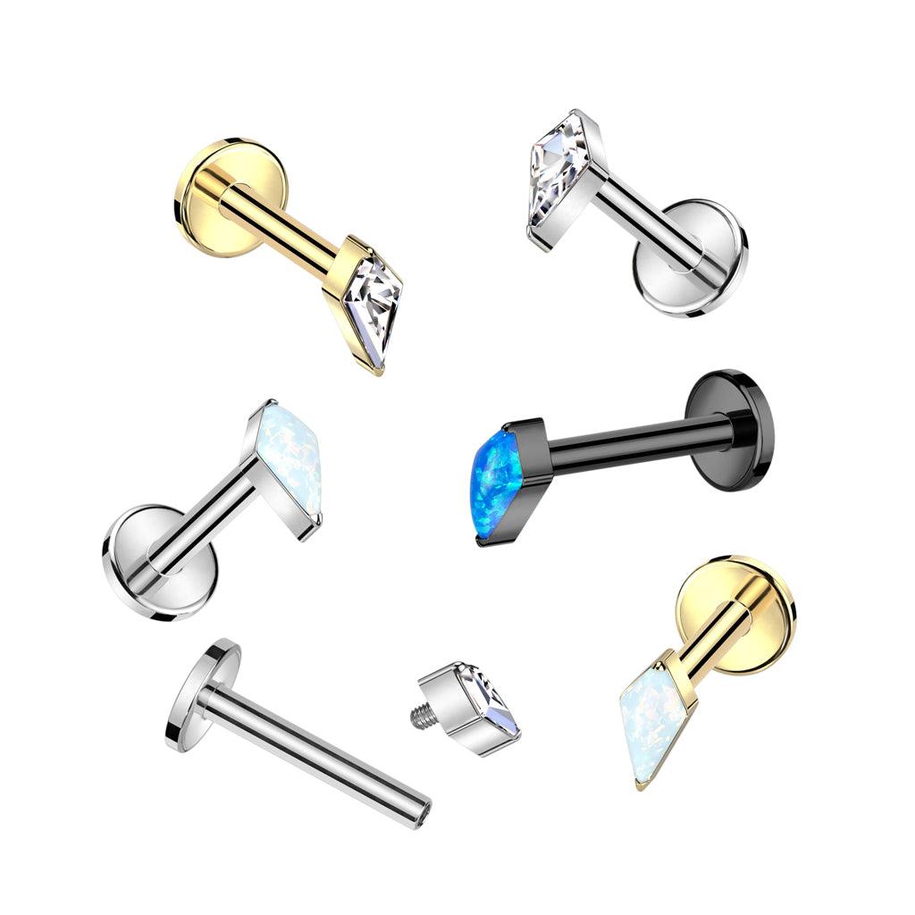 Titaani rustokoru/traguskoru, Small Diamond Top in Gold -kulta labret