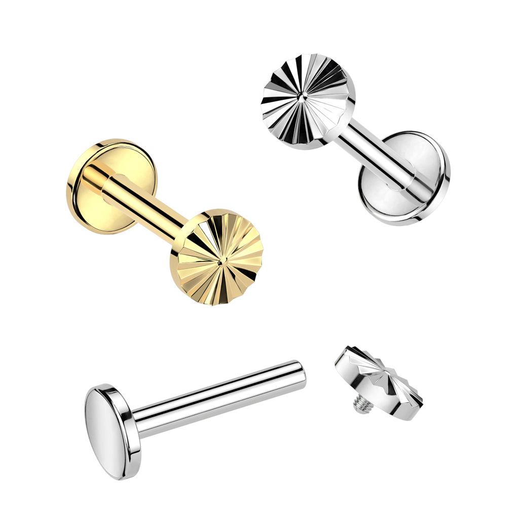 Titaani rustokoru/traguskoru, Round Diamond Cut Top in Silver