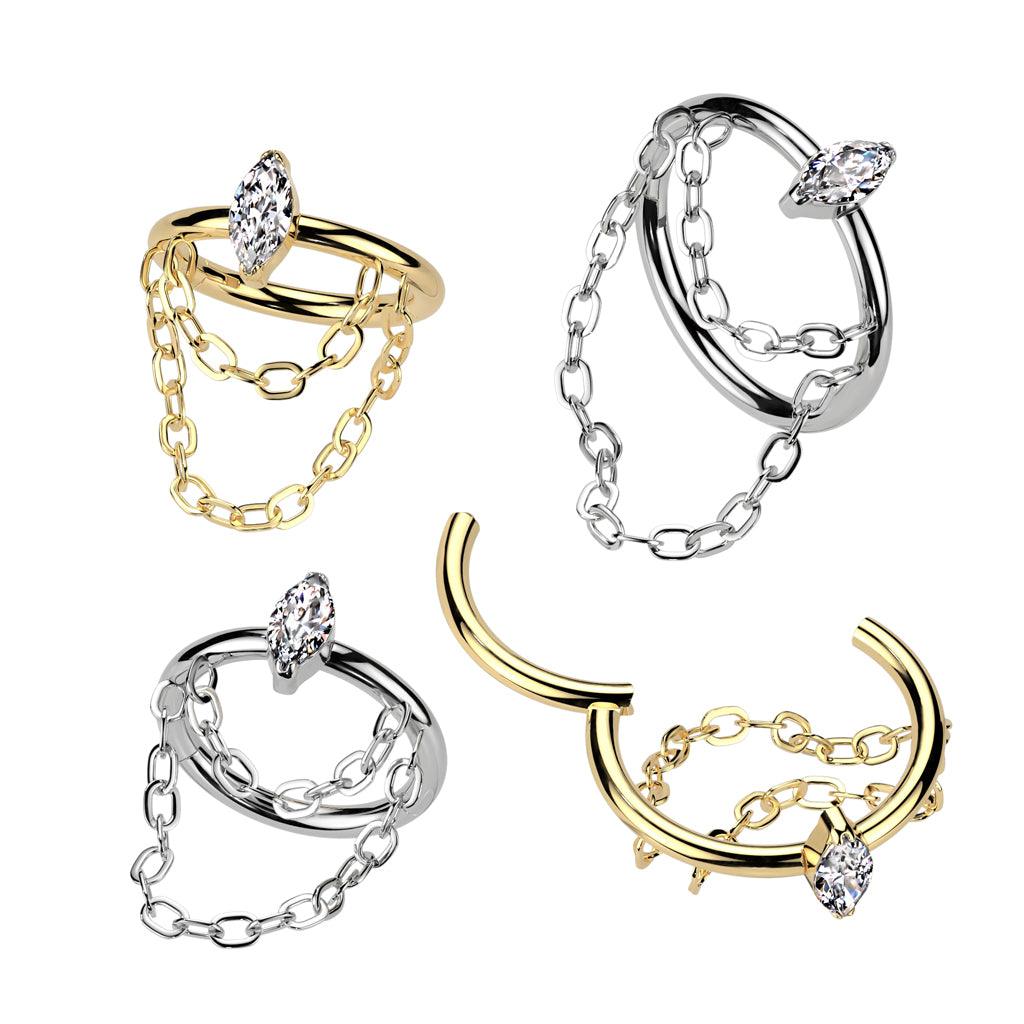 Lävistysrengas 1,2mm, Titanium Chain Dangle -titaaninen clicker