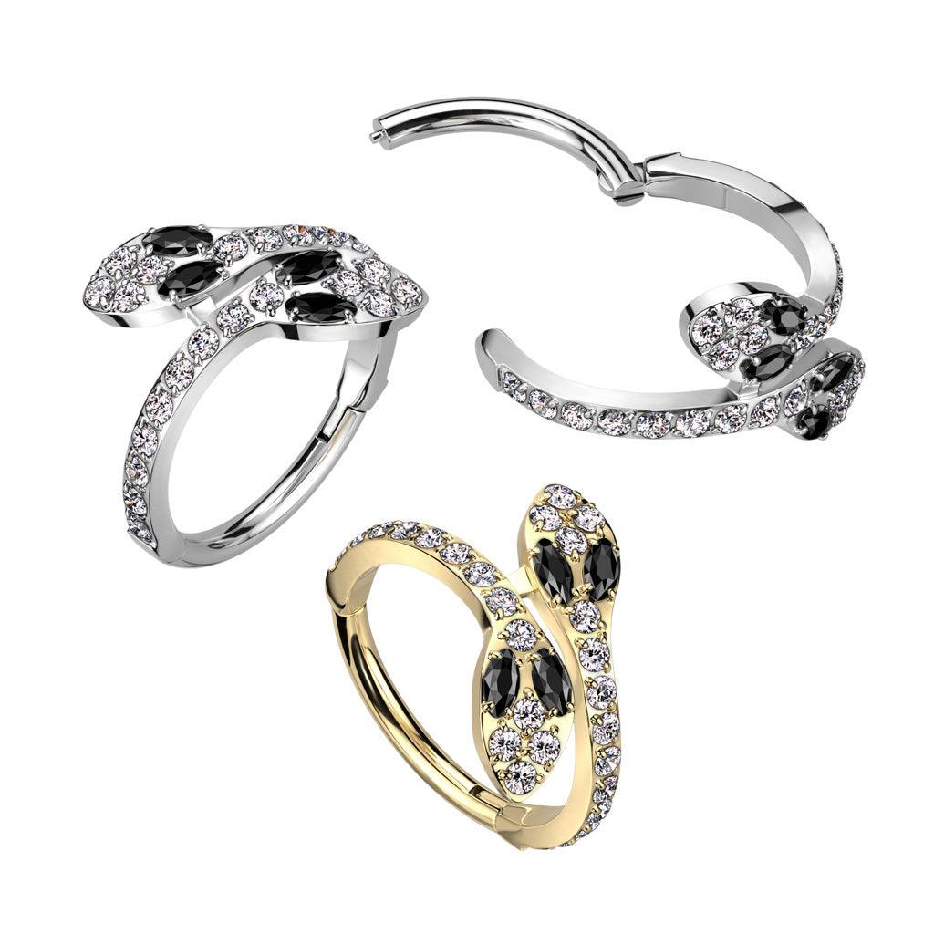 Lävistysrengas 1,2mm, Gold Titanium Snake Hoop -titaaninen clicker