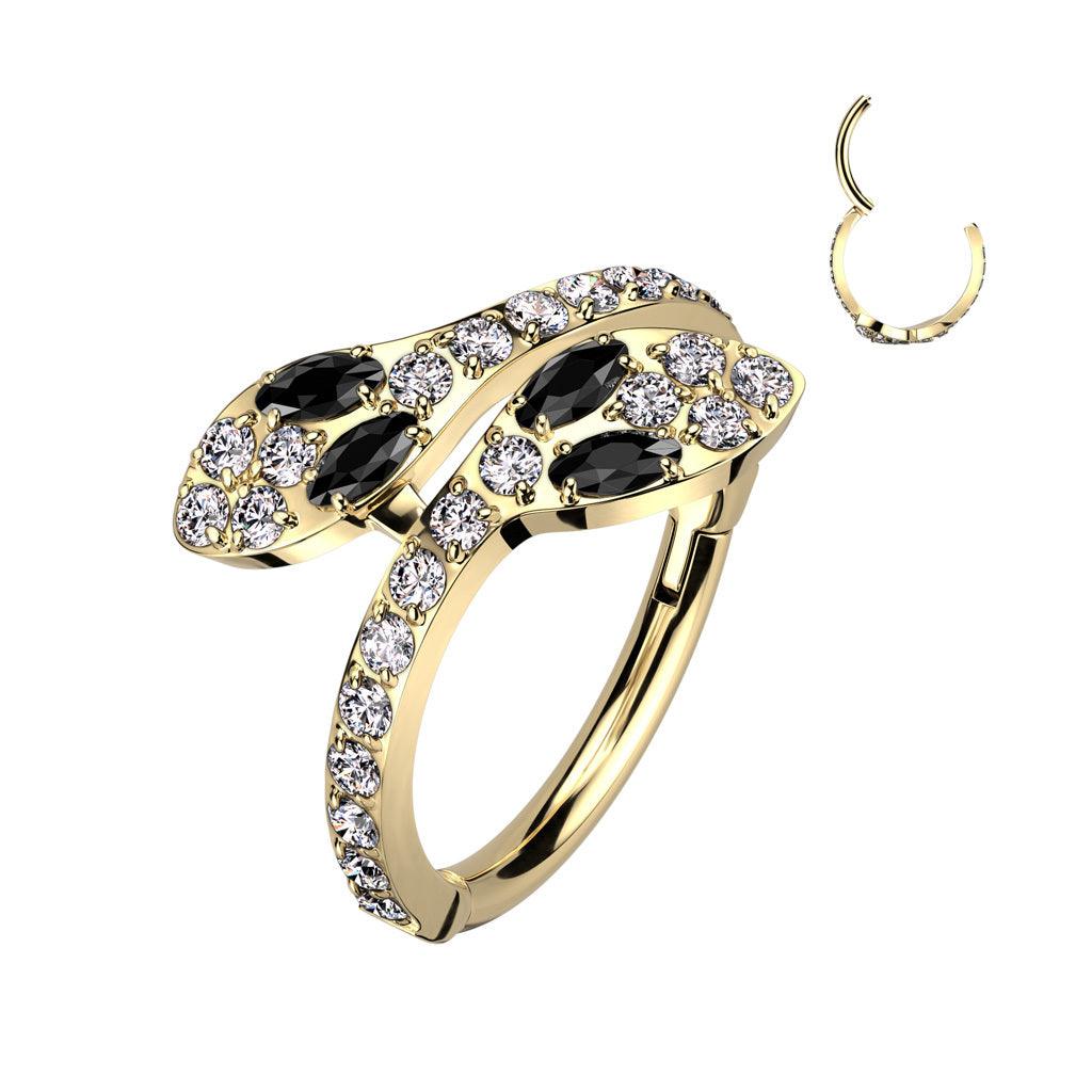 Lävistysrengas 1,2mm, Gold Titanium Snake Hoop -titaaninen clicker