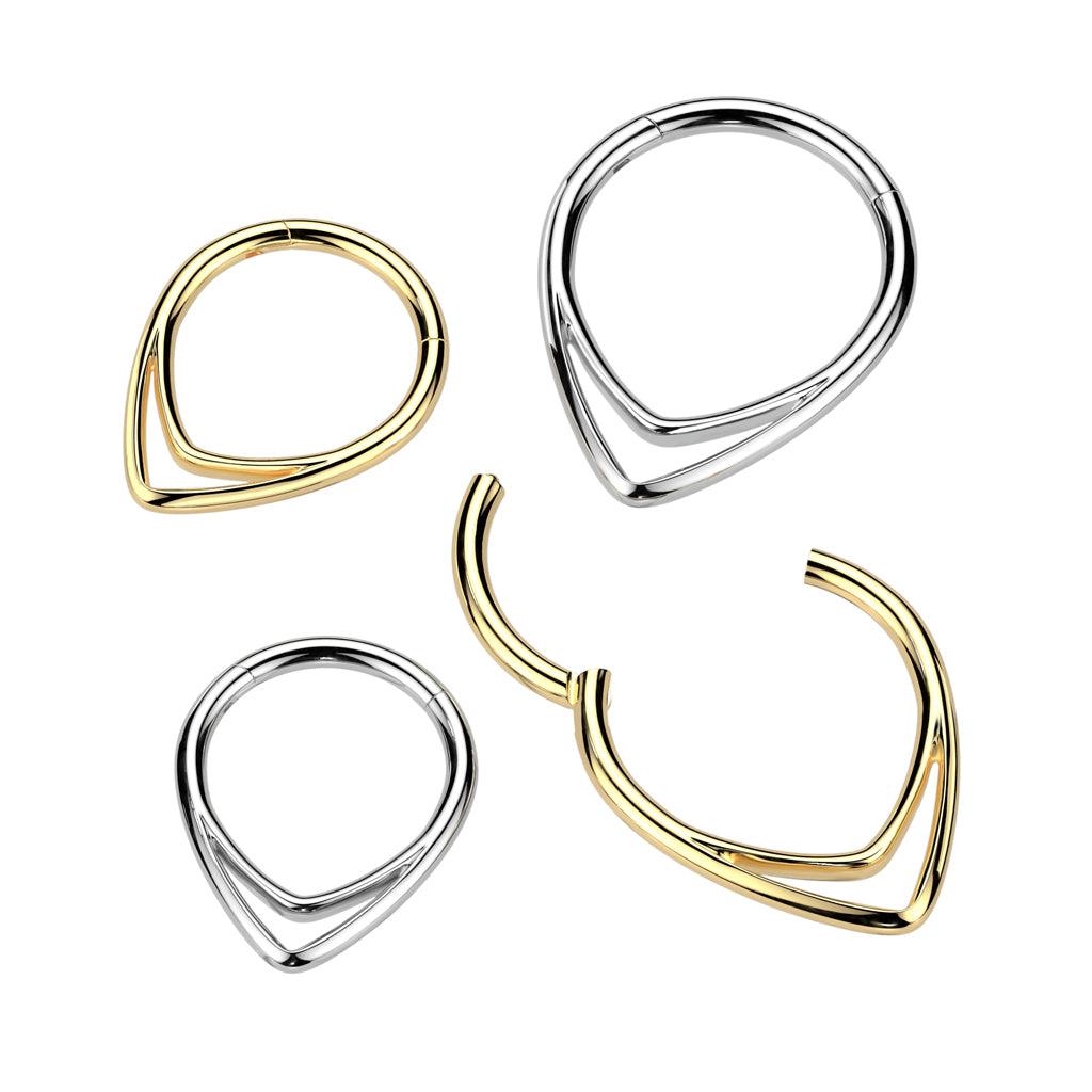 Lävistysrengas 1,2mm, Titanium Chevron Line Gold -titaaninen clicker