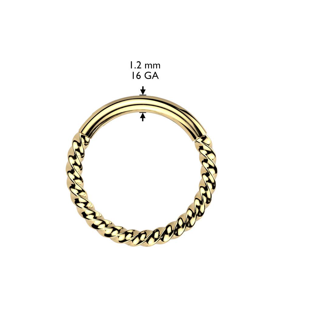 Lävistysrengas 1,2mm, Silver Titanium Braided Hoop -titaaninen clicker