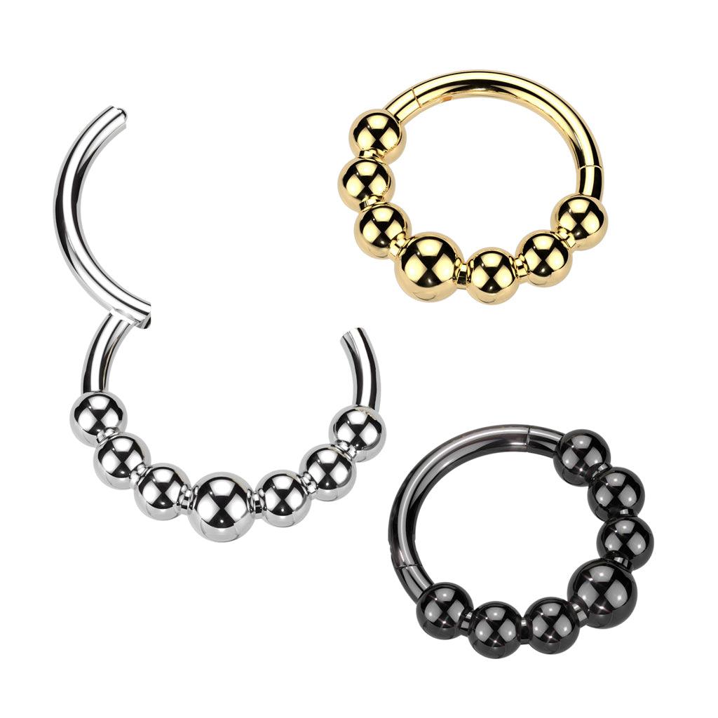 Lävistysrengas 1,2mm, Titanium Beads Hoop -titaaninen clicker