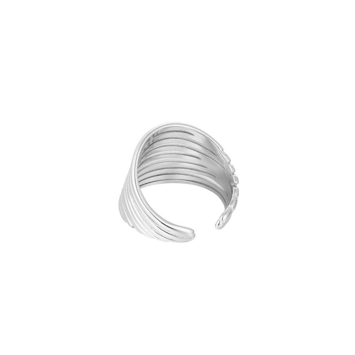 FRENCH RIVIERA | Joanne Ring in Silver -leveä sormus kirurginterästä