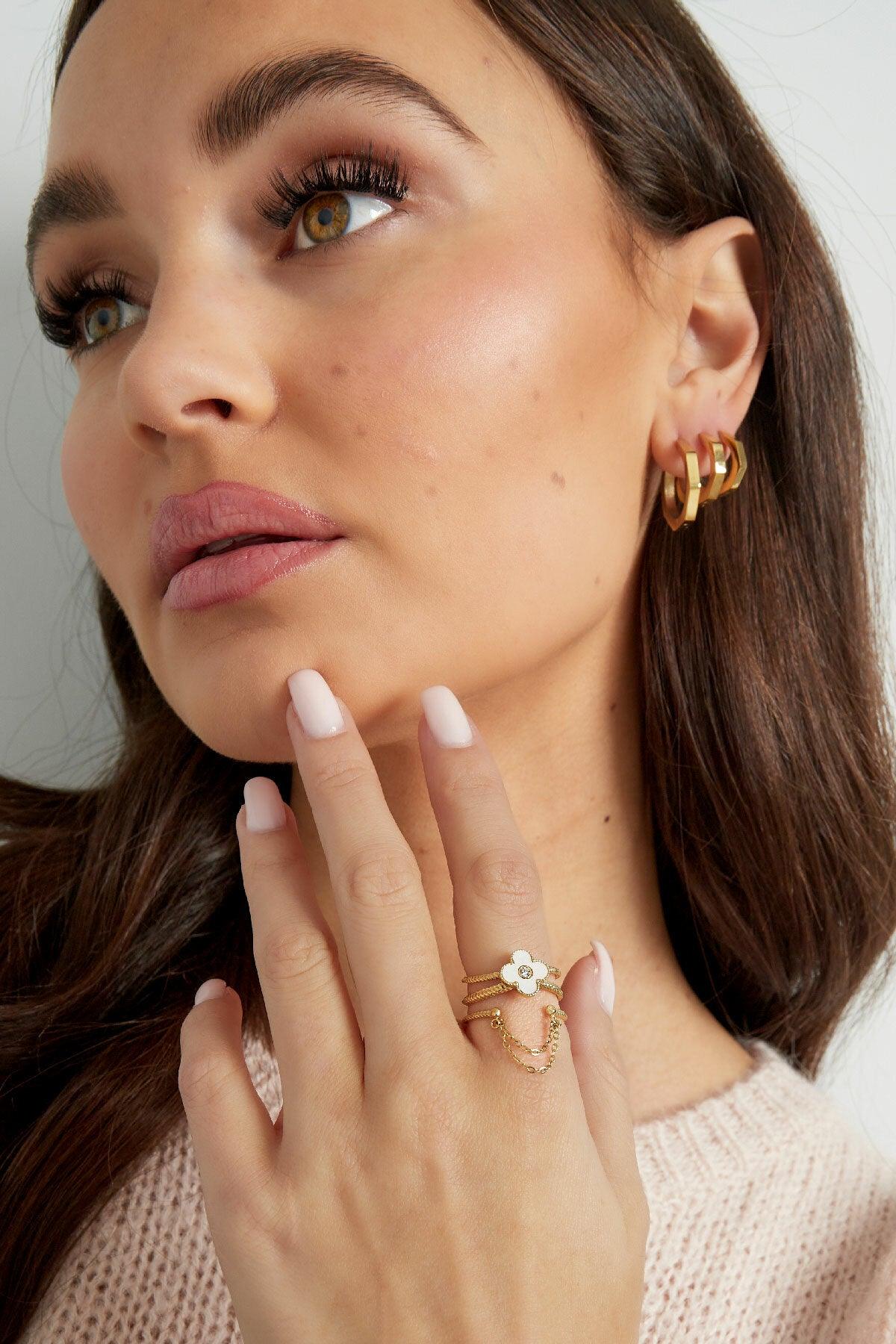FRENCH RIVIERA | Fleur Ring in Gold -kivellinen sormus kirurginterästä
