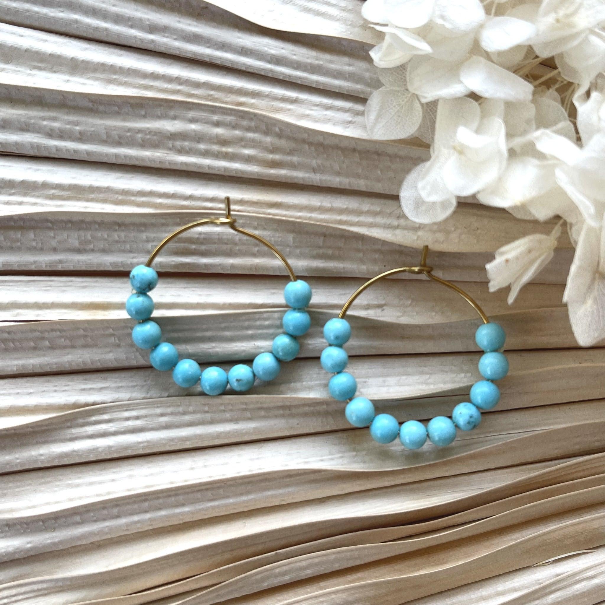 Earrings, FRENCH RIVIERA | Jolie natural stone earrings (turquoise)