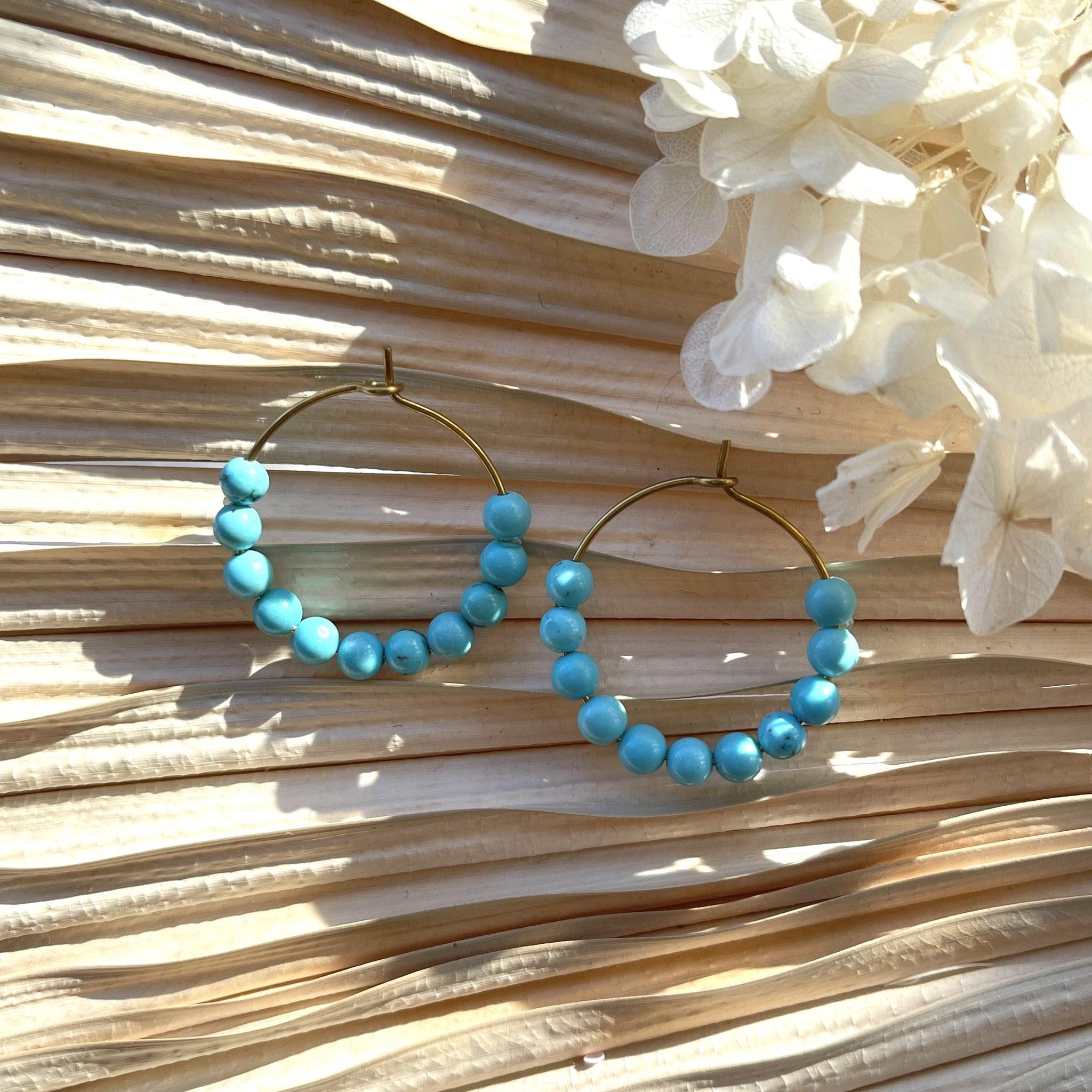 Earrings, FRENCH RIVIERA | Jolie natural stone earrings (turquoise)
