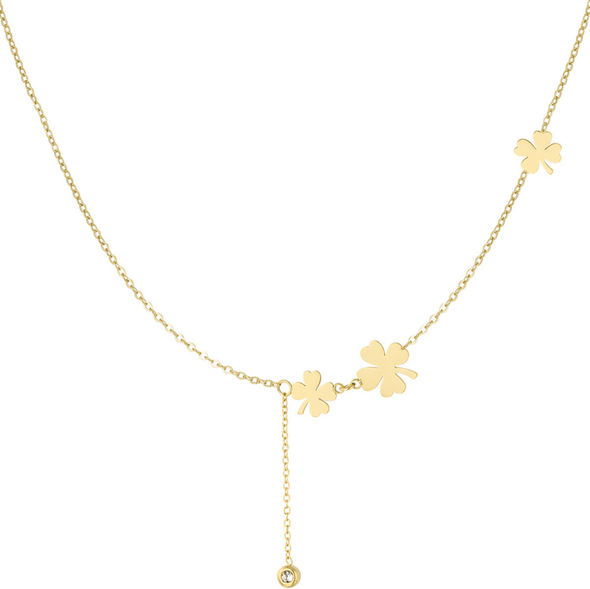 FRENCH RIVIERA | Lucky-kirurginteräskaulakoru apilakoristeella (kulta)