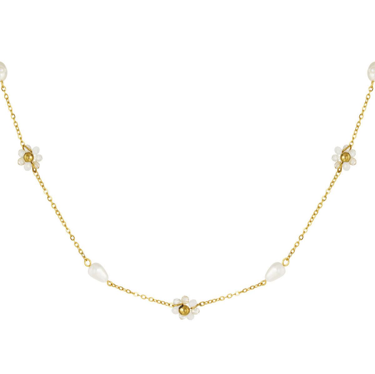 FRENCH RIVIERA | Elisa -valkoinen kukka kirurginteräskaulakoru