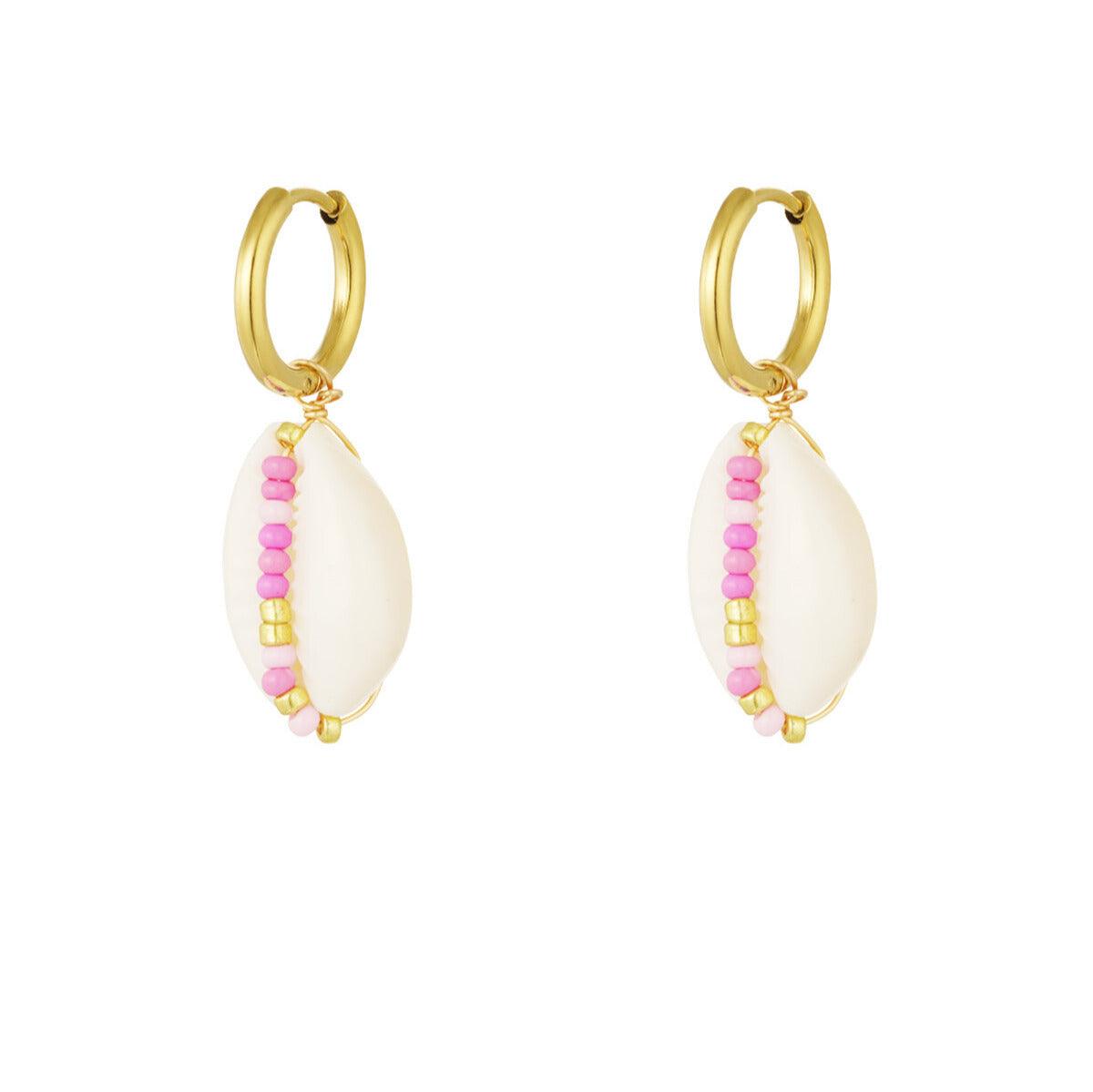 FRENCH RIVIERA | Beach Vibes -kirurginteräsrenkaat simpukoin (pinkki)