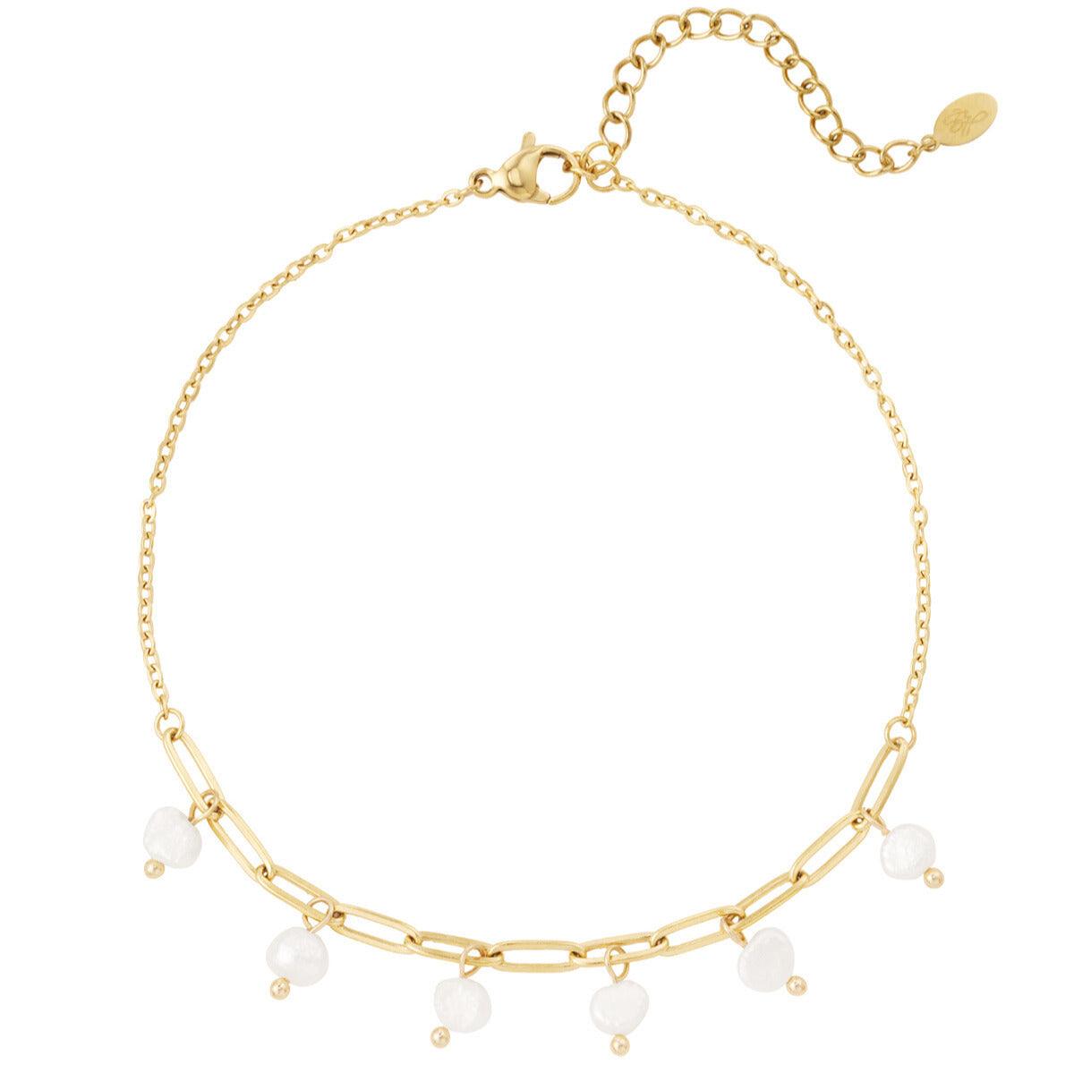 FRENCH RIVIERA | Soleil -kirurginteräsnilkkakoru helmin (kulta)