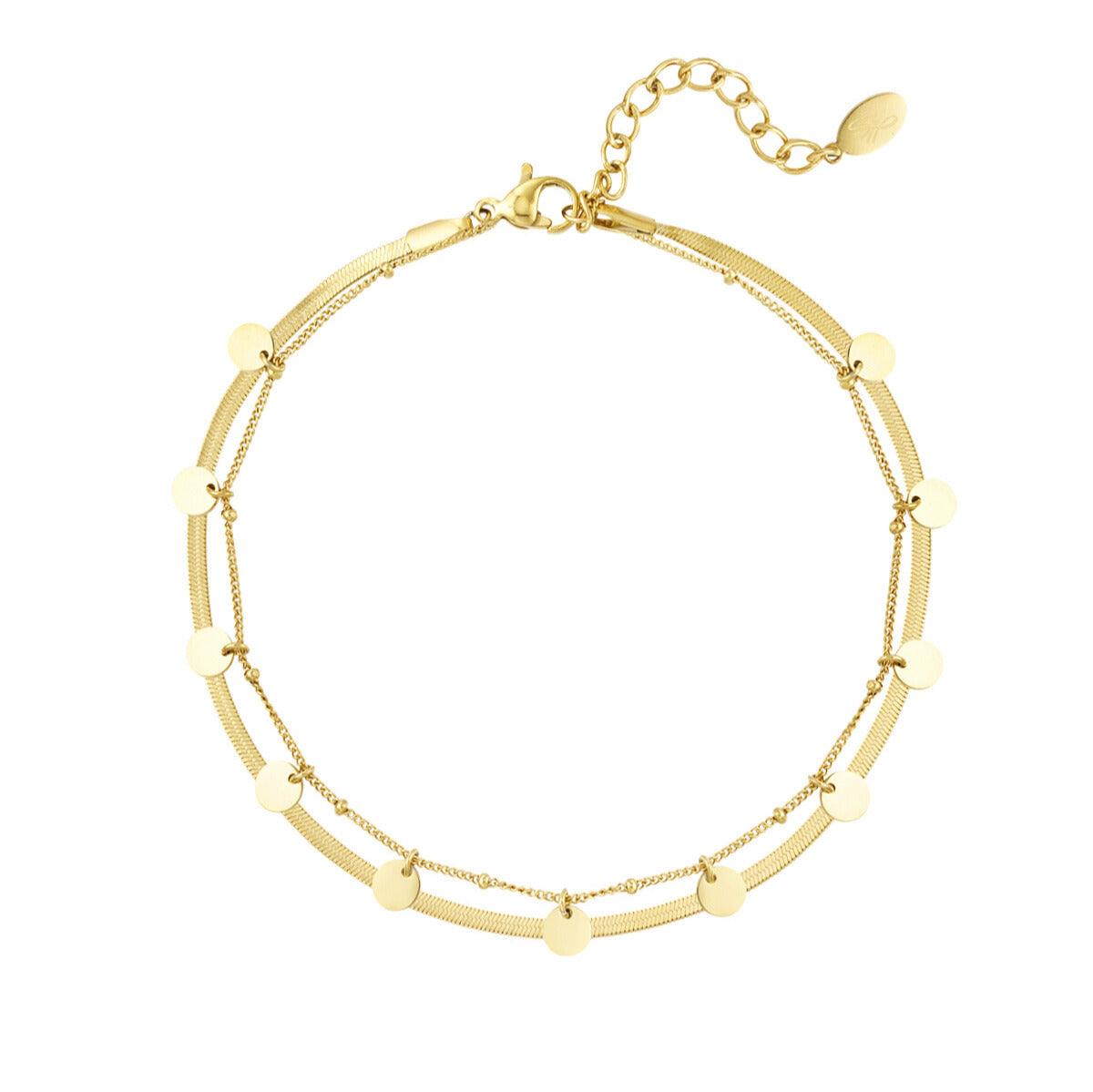 FRENCH RIVIERA | Allison -kivetön kirurginteräsnilkkakoru (kulta)