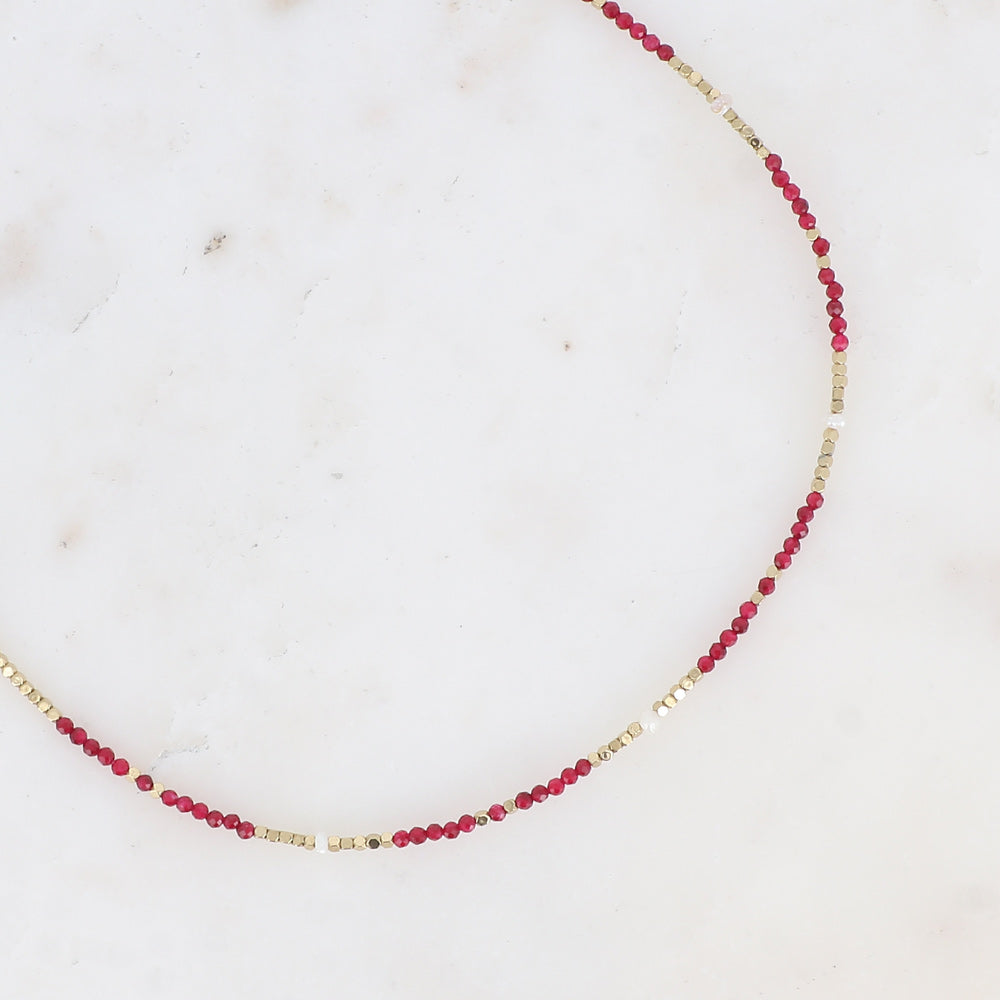 BOHM PARIS | Collier Braceline – punainen luonnonkivikaulakoru