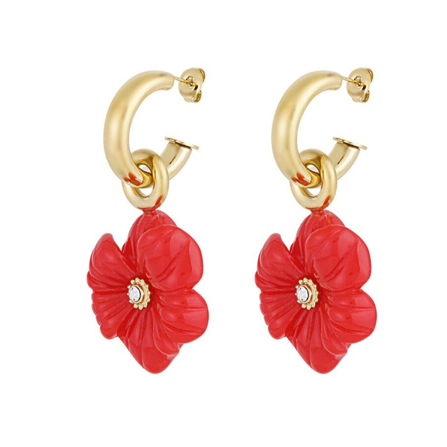 Earrings, FRENCH RIVIERA|Jasmine flower earrings (red)