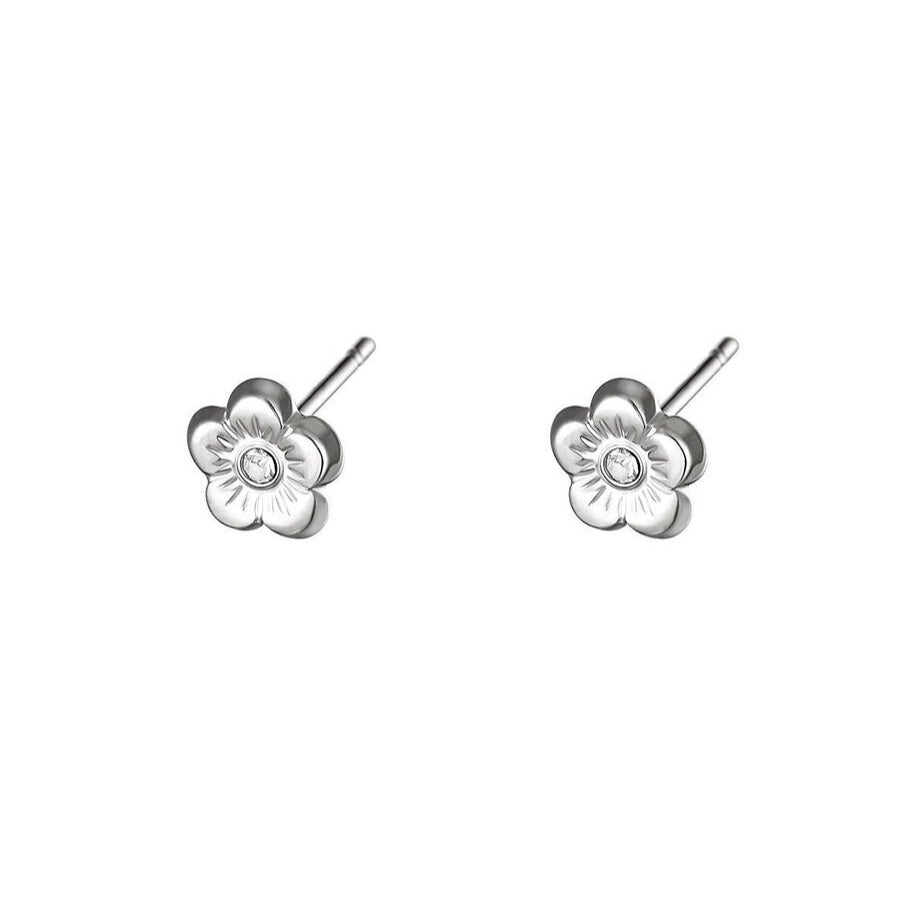 Titanium Stud Earrings, Round Titanium Cubic Zirconia (three sizes)