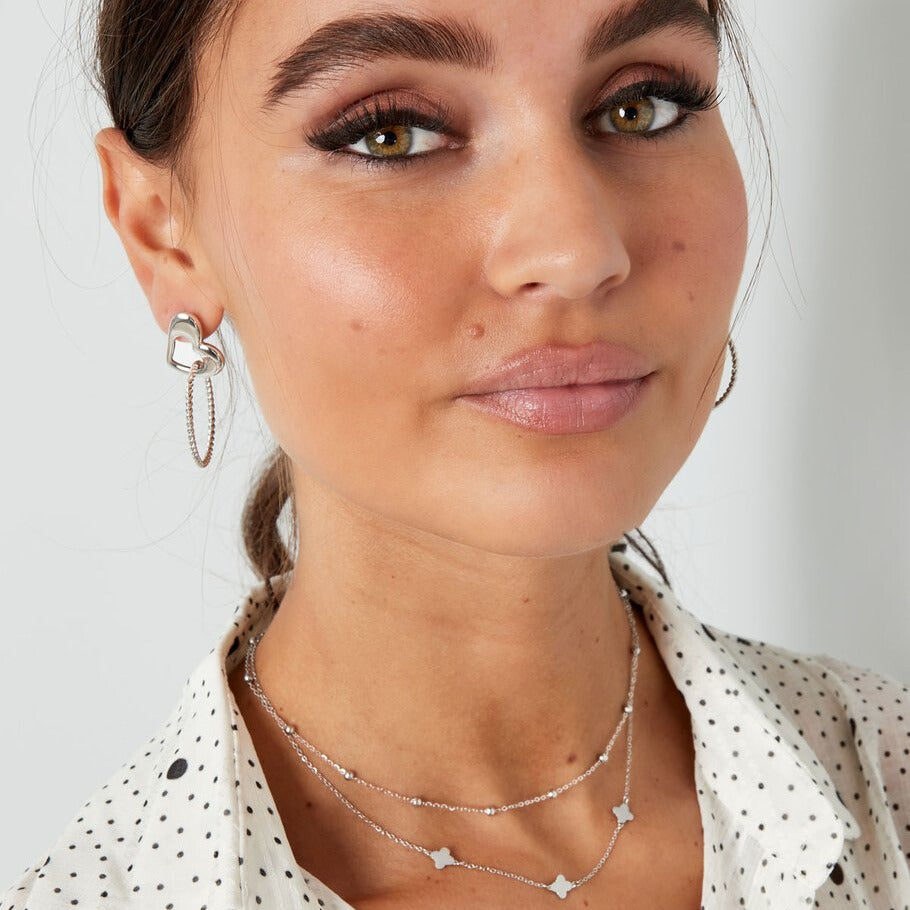French Riviera | Clémence – kaksinkertainen onnenapila kirurginteräskaulakoru (hopea)