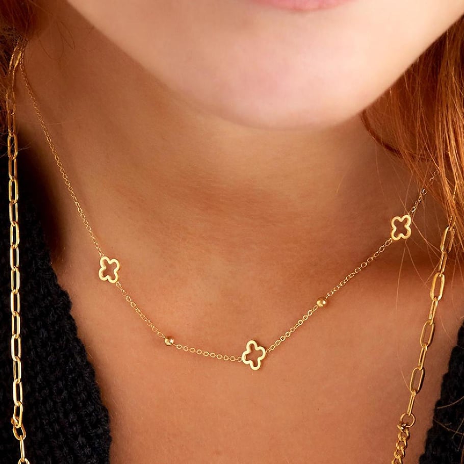 French Riviera | Belle Chance lucky clover surgical steel necklace