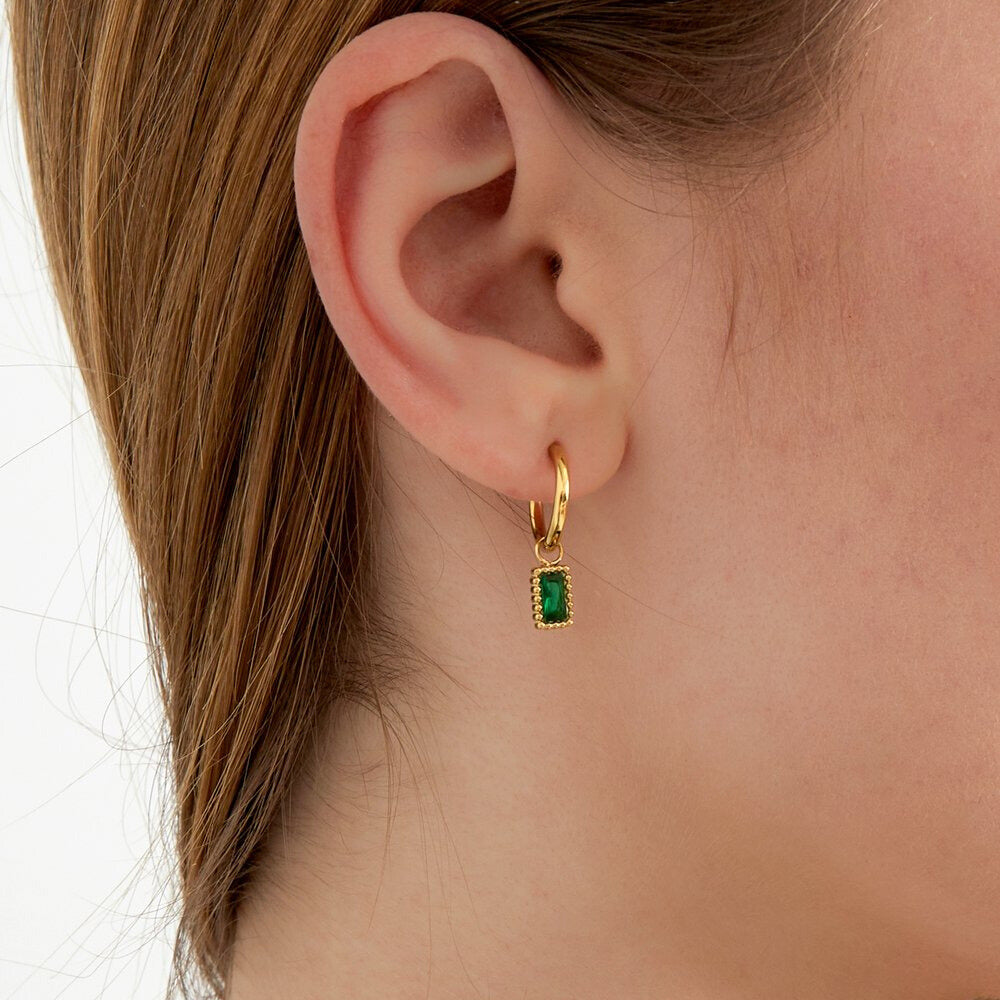 FRENCH RIVIERA | Emerald Dream – vihreäkiviset renkaat (kulta)