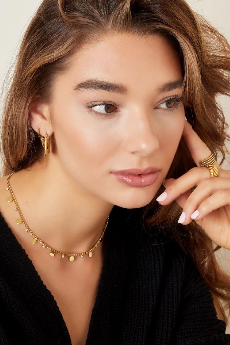 French Riviera | Luna Glow – laattakaulakoru kirurginteräksestä (kulta)