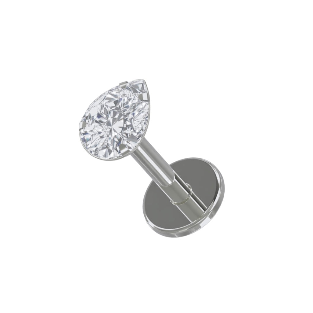 Titaanilabret 1,2mm, Mini Drop – kirkas pisara (hopea, push in)