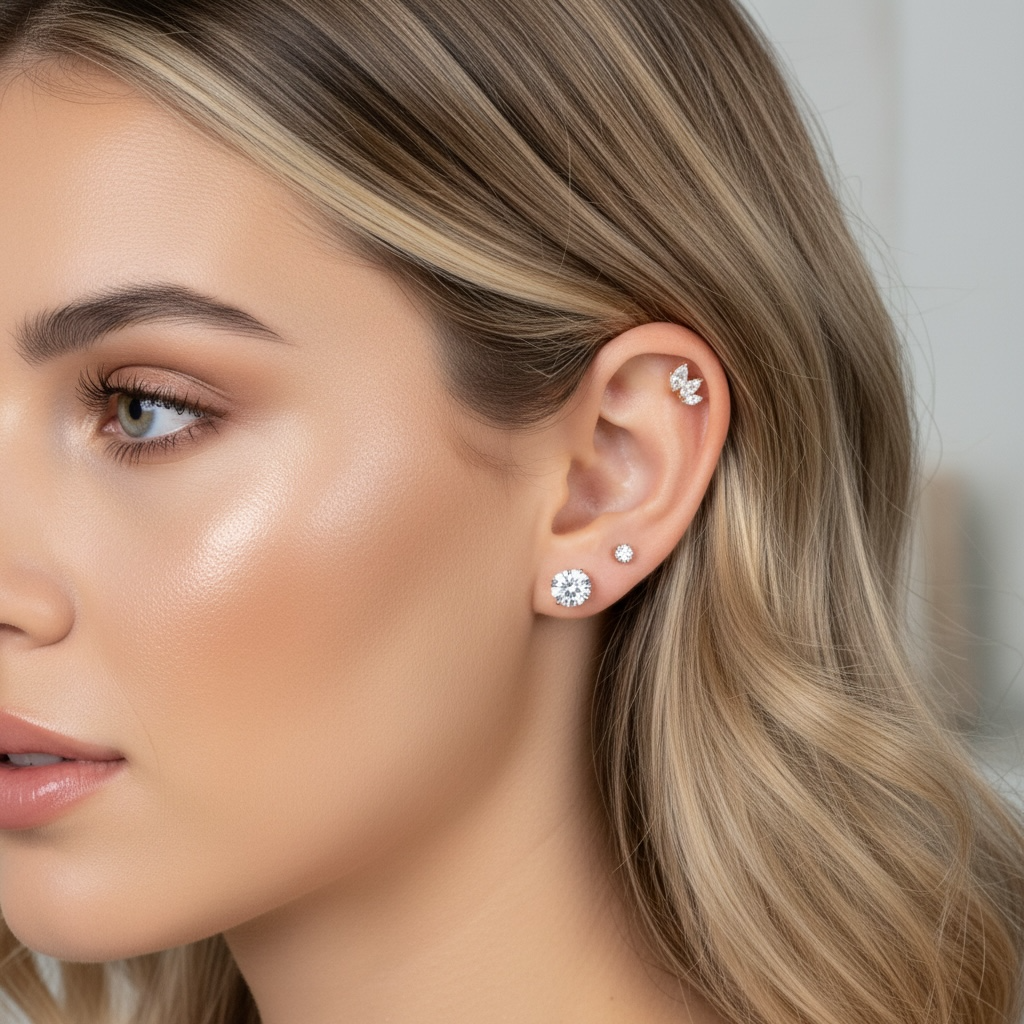 mplanttitason titaani labret cluster-malli, kirkkaat marquise-kivet.