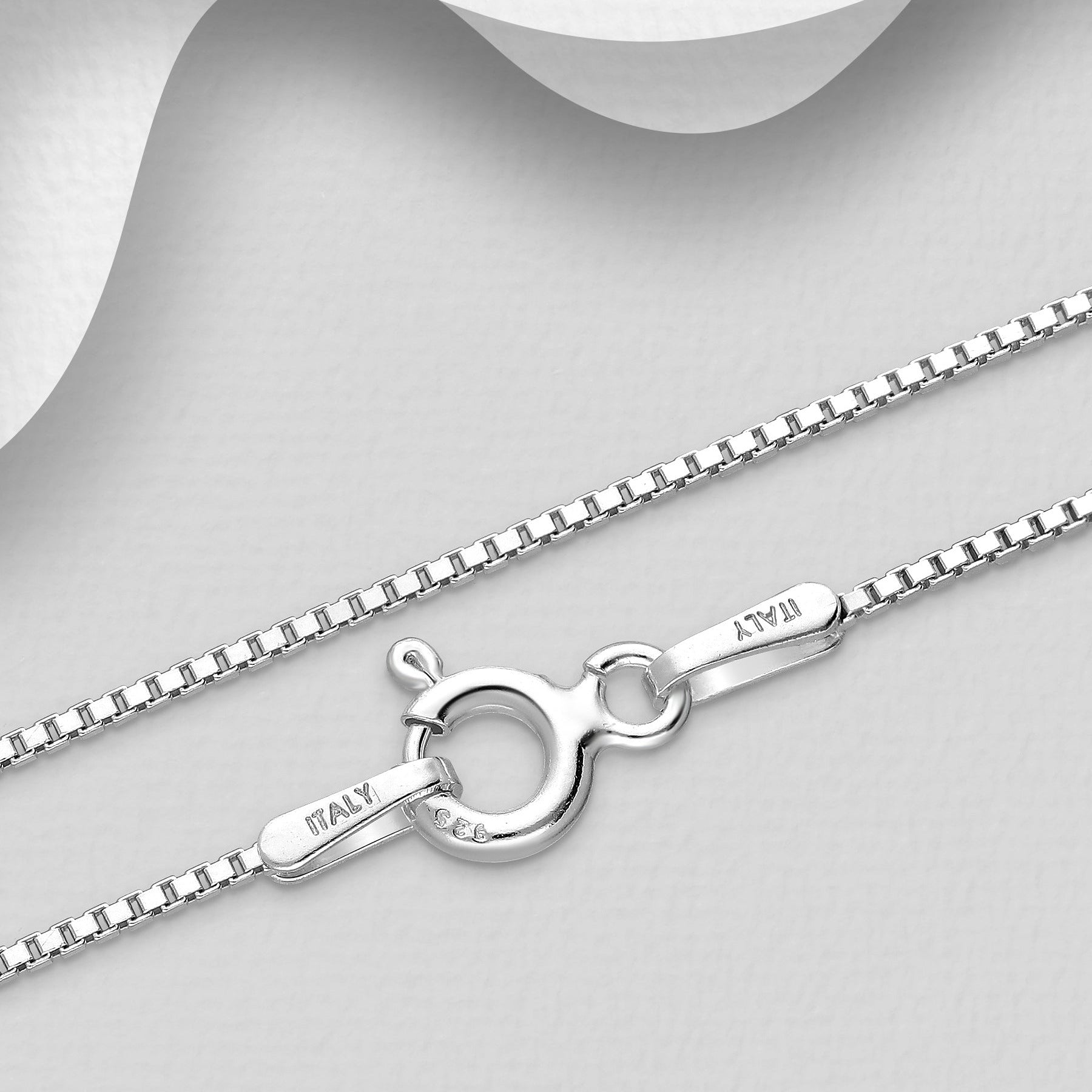 Siro sterlinghopeinen venetsiaketju useissa pituuksissa