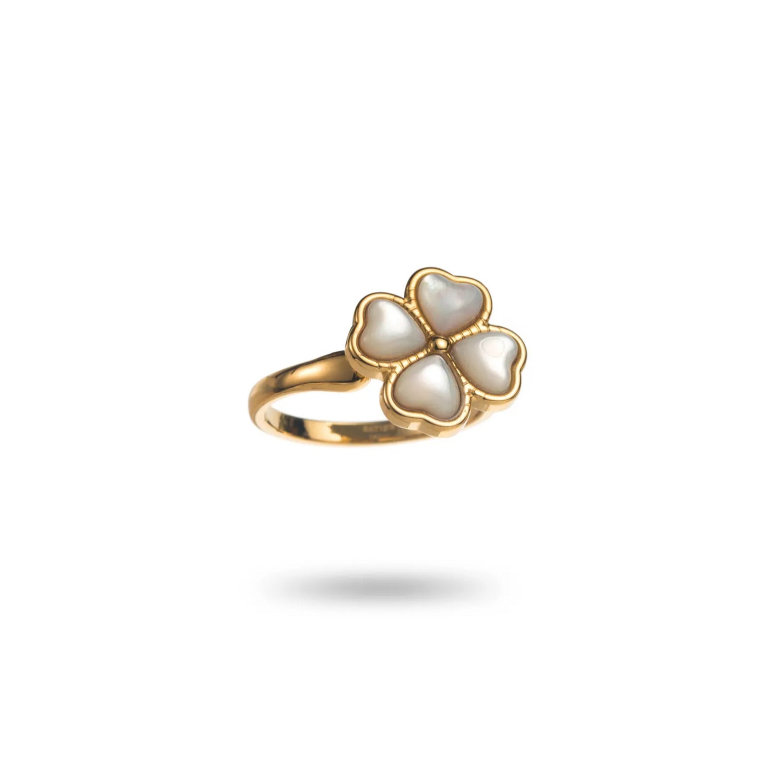 French Riviera Clover Glow säädettävä kullanvärinen spinner-sormus