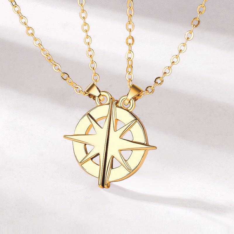 Gold Compass Couple/Friendship Necklace -rakkaus/ystävyyskoru