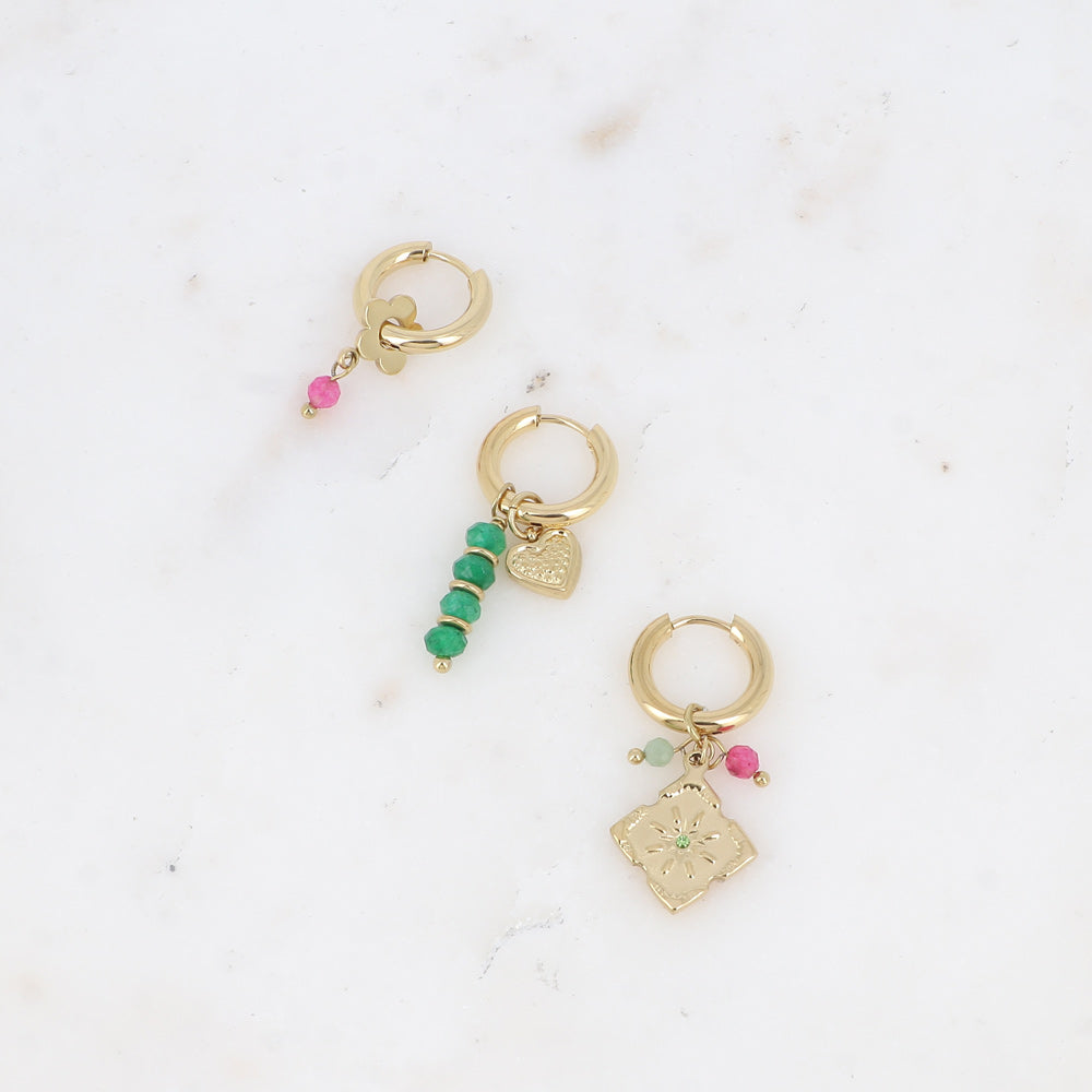 BOHM PARIS | Siane – 3-osainen korvarengassetti (värikkäät maskotit, kulta)